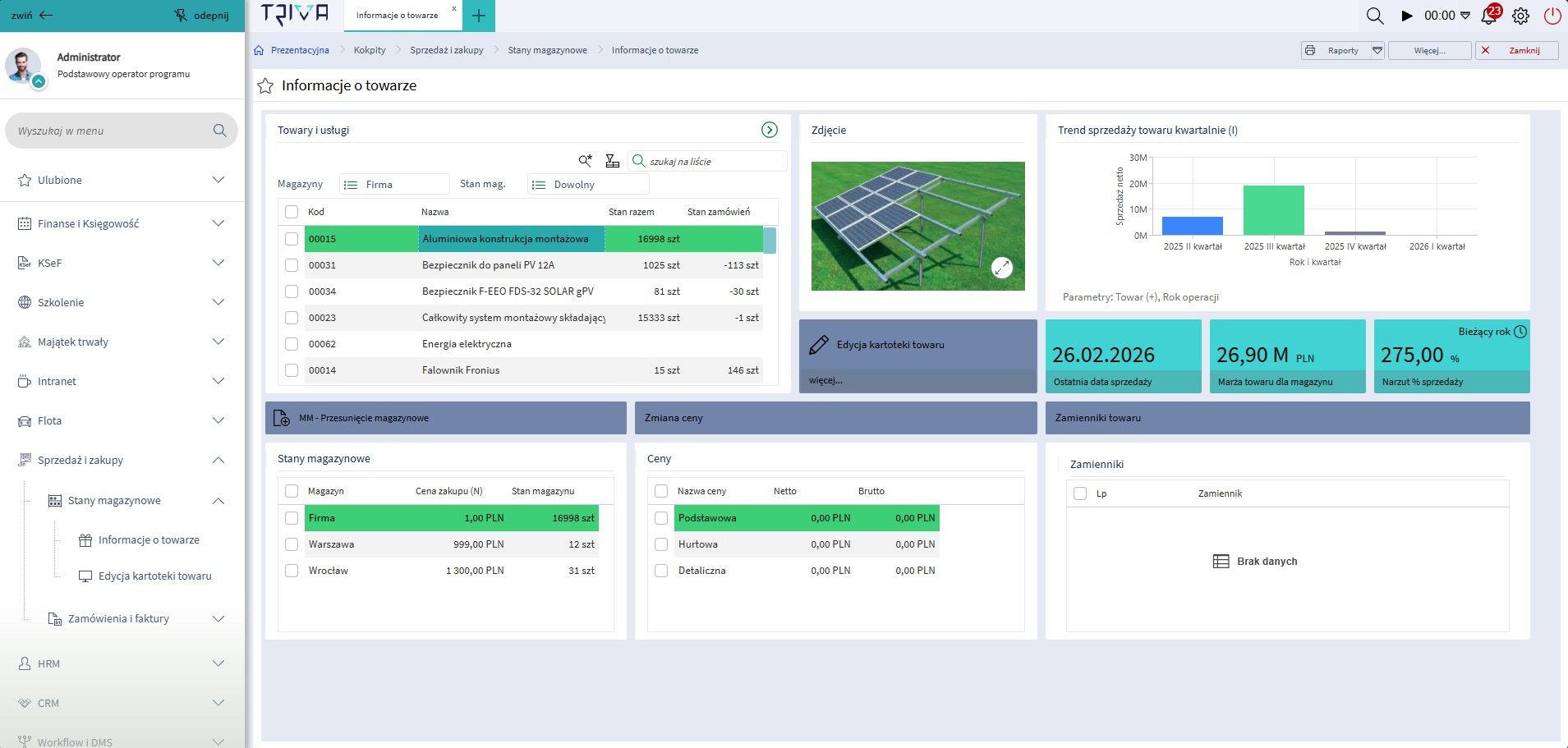 TRIVA – kokpit systemu